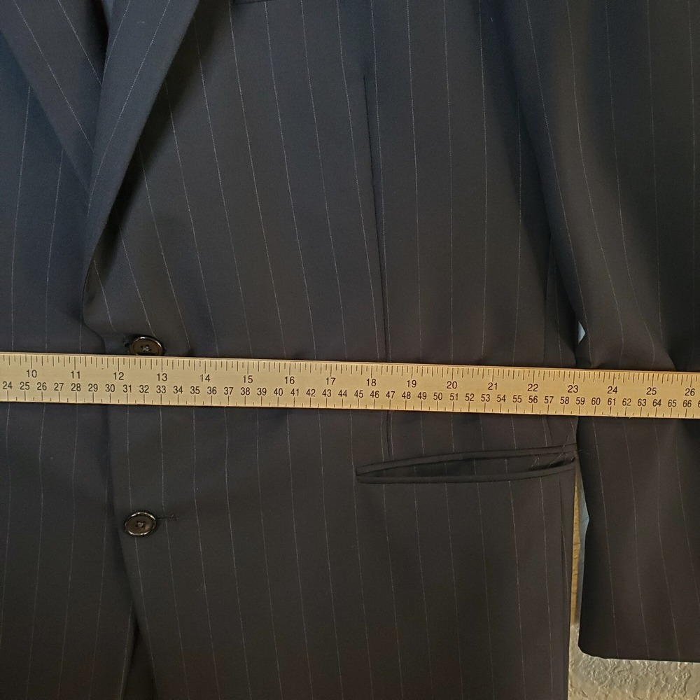 Hickey Freeman Suit Jacket Sport Coat 2 Button Blue PinStripe 46R 100% Wool EUC - Picture 7 of 16